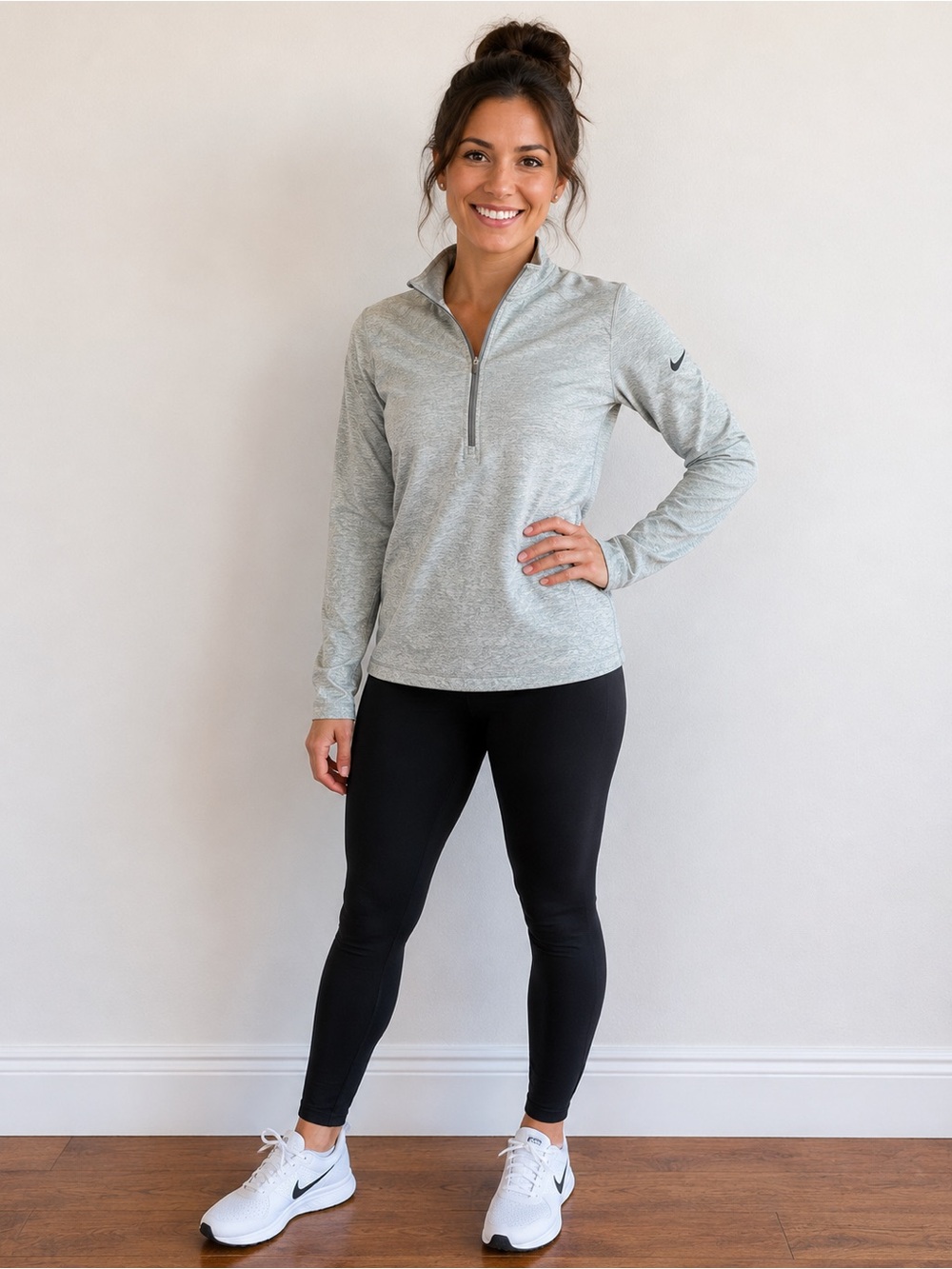 Nike Light Grey Heather Dir-Fit Quarter-Zip Pullover